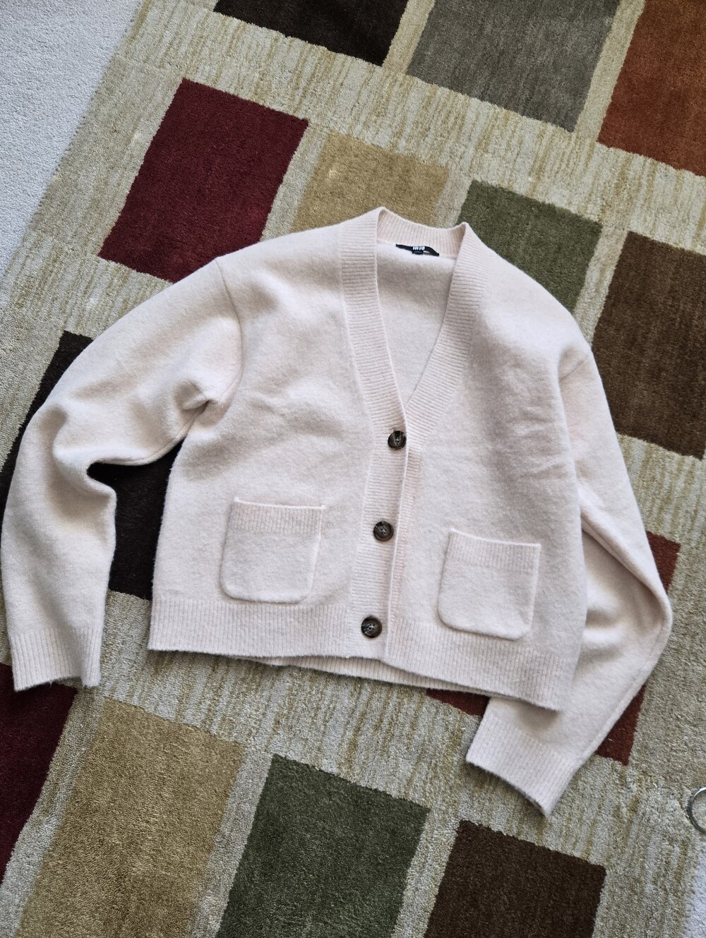 NWOT Uniqlo Souffle Yarn Short Cardigan V-Neck Pink XS
